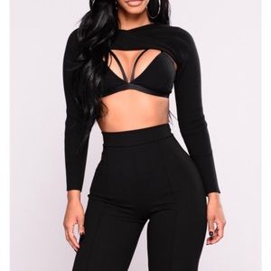 Black Shrug Crop Top
